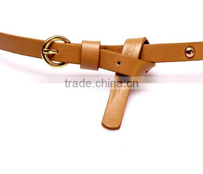 Wholesale rivet decorated ring buckle girl thin PU waist belt