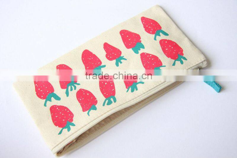Strawberry Print Ladies Toiletry Handbag Cosmetic Cotton Case Bag Organiser Bag