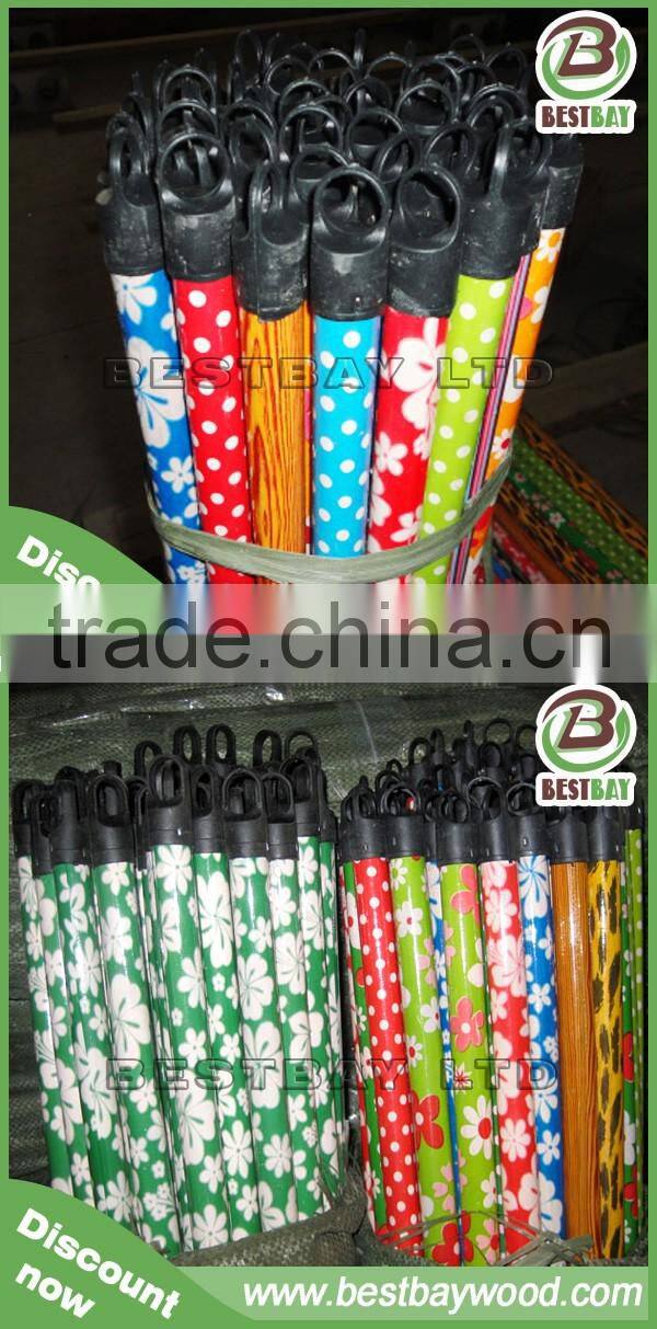 PVC coated wood broom handle/Factory cheap price broom handle wood pvc coated mop handle