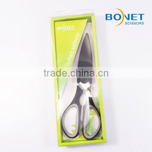 S52002P LFGB certificated 8-1/4" magnetic kitchen scissors with double injection handle