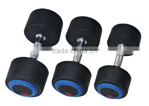 Black rubber coated dumbbell