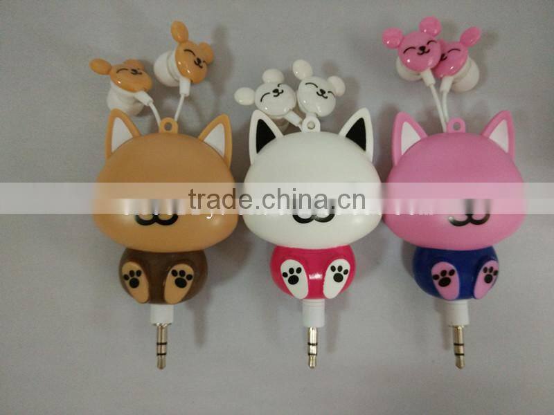 high quality 3.5mm retractable earphone with handly cable manager