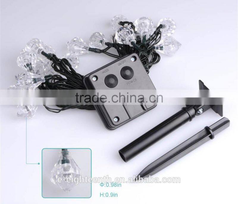 2015 new Solar power 20LED Diamond shaped Fairy String Light For Wedding Party Garden Christmas Tree Decoration