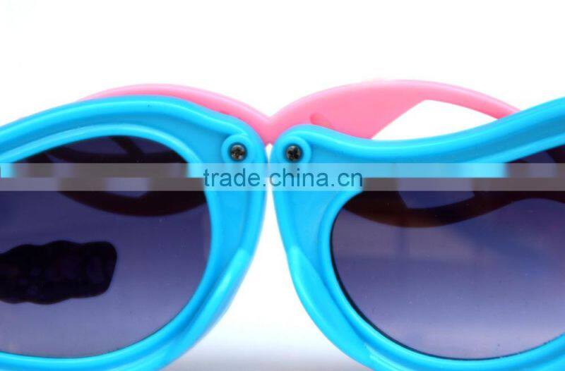 Leaves Shape Kids Glasses Folding Kids Sun Glasses Fashionable Folding Plastic Sunglasses