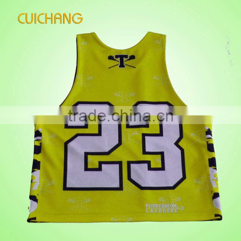 high quanlity yellow color polyester lacrosse jerseys
