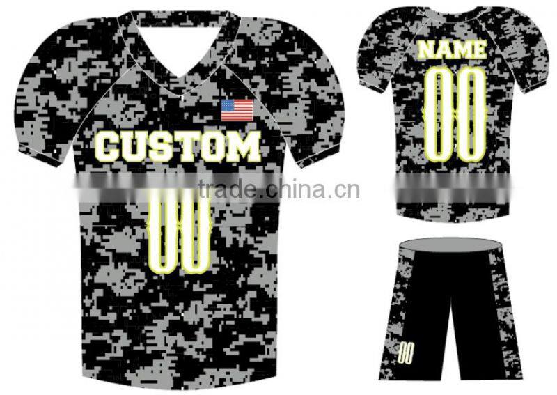 Wholesale customized camo american football uniforms best quality manufacture/college football jerseys cheap