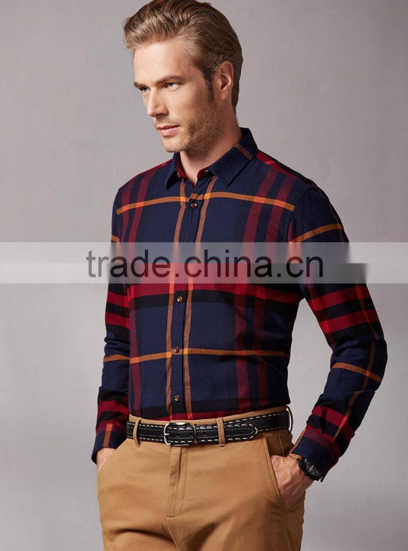 2015 hot sale prints new design latest shirt designs for men, men's high quality grid shirt