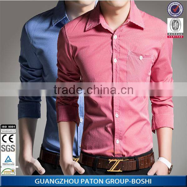 Wholesale new men office cotton blouse design casual lapel plaids shirt for men