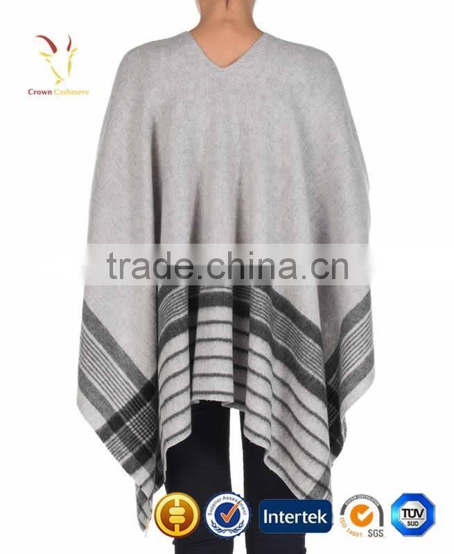 Women Stripe Cashmere Sweater Poncho Sweater