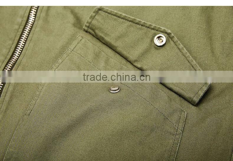 wholesale custom label pure cotton casual jacket for men slim fit cotton twill army jacket