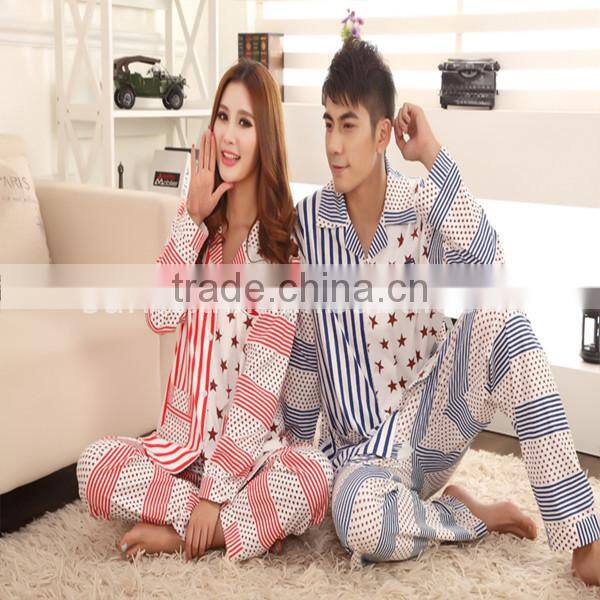 Custom Multi-styles Comfortable lover sleepwear Printed Casual Couple Pajamas