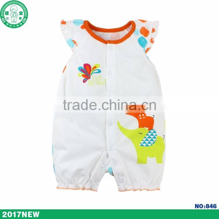 High Quality Lovely Newborn Infant O-neck Short Sleeve Wholesale Baby Bodysuit Baby Clothes 2017