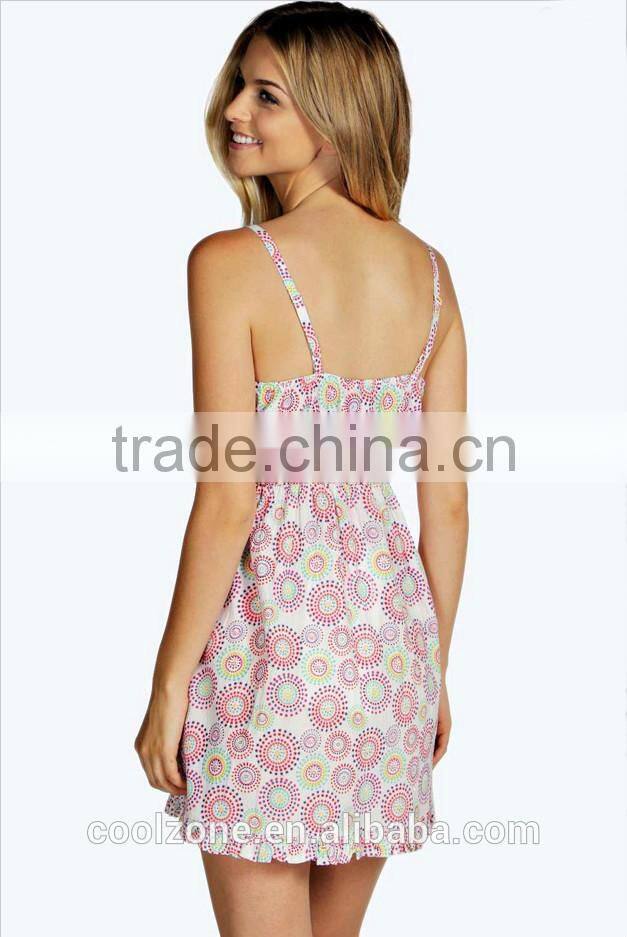Latest geo print women ladies night dress,sexy night sleeping dress