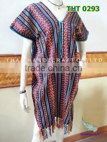 Hill Tribe Woven Dress Vintage Thai Antique Clothing Women Karen