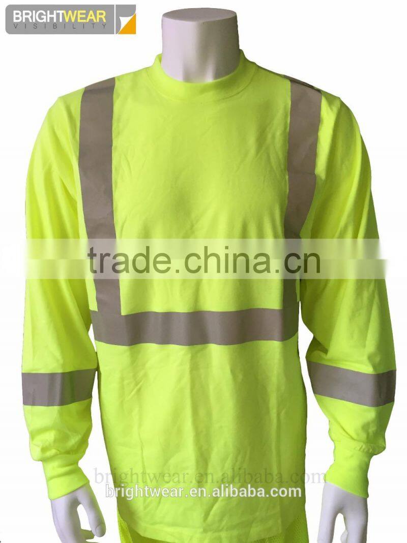 ANSI 107 high visibility long sleeve Chinastar sew-on tape breathable reflective tshirt