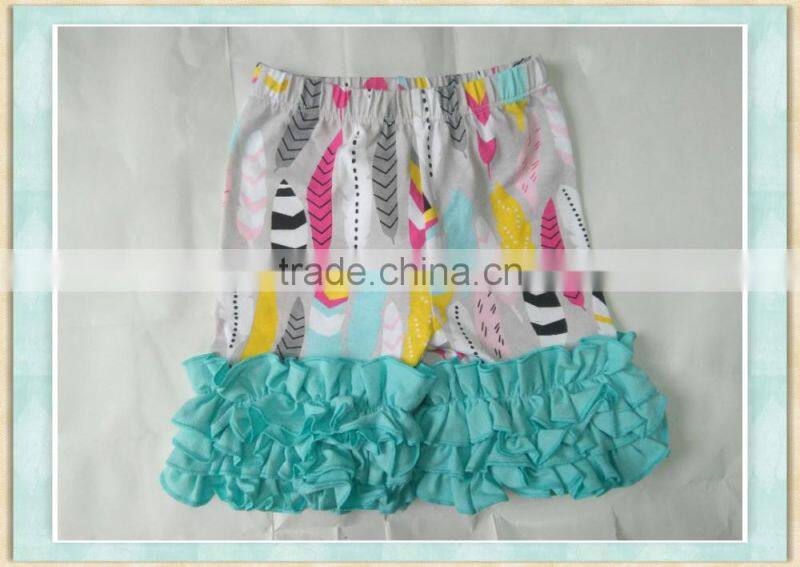 cartoon ruffle feather floral print design baby shorts and shirt sets clothing american flag fight shorts