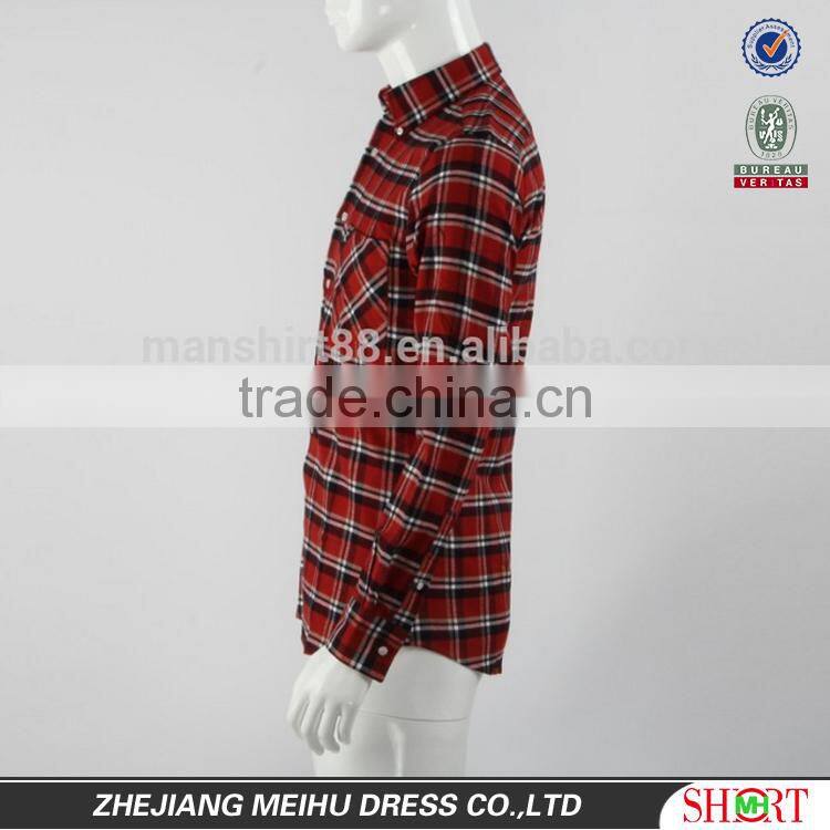 2017 New coming custom red black check flannel shirt men dress shirt design