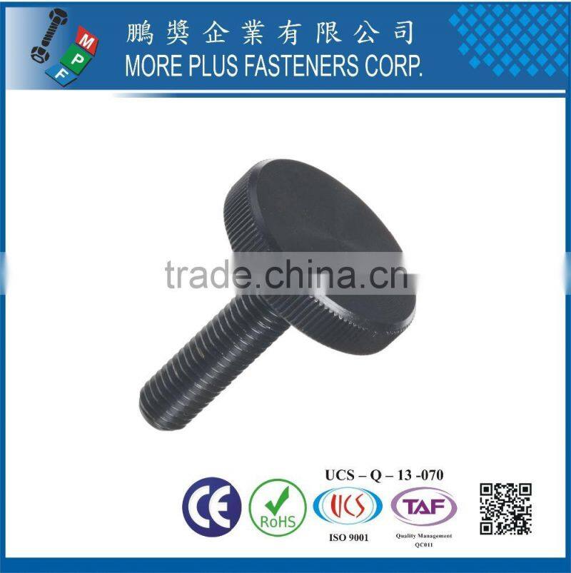 Made in Taiwan Steel Knurled Thumb Screw Flat Head Black Oxide