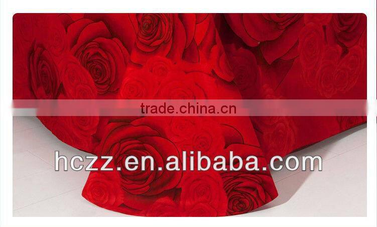 Red Flower Printing Bedding Set 4pcs