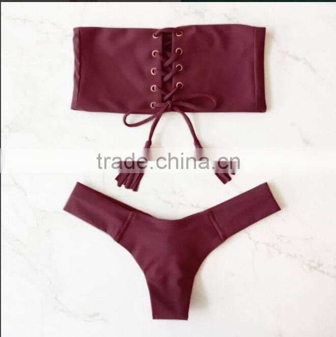 purple drawstring halter swimwear bikini/moje fancy bikini swimwear/ fancy bikini set swimwear beachwear