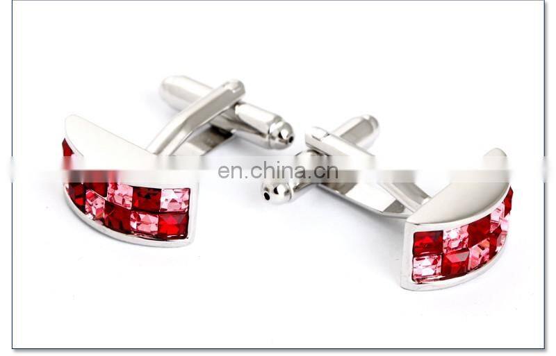 Exquisite Red Rhinestone Jewelry Men Shirt Cufflinks