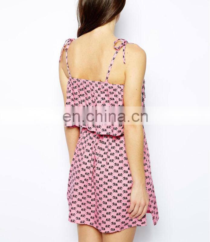 CHEFON Sequin short detail elephant print dress