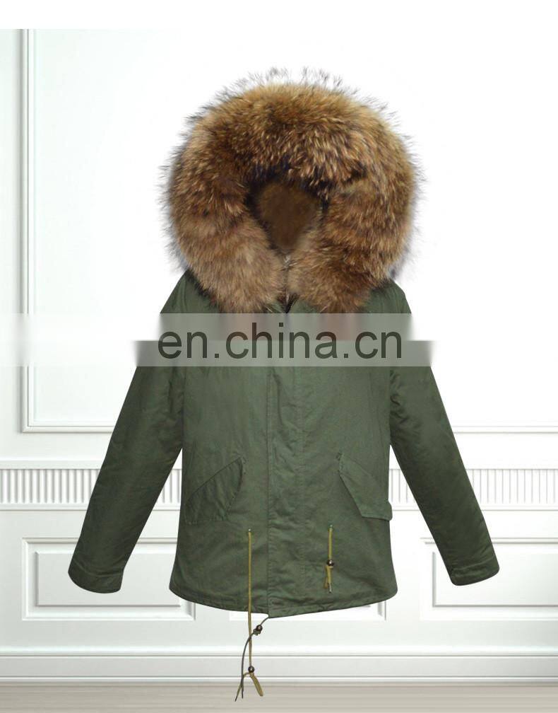 Italy Designer Army Real Fox Fur Parka 2016 Women Jackets With Natural Fur Collar
