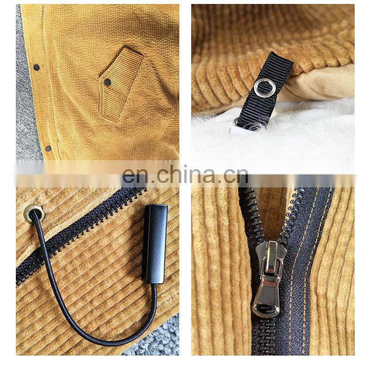 New Arrival Women Monochromatic Jackets and Winter Coats With Corduroy Fabric