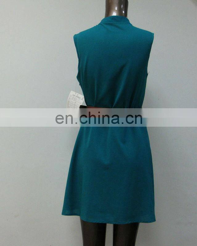 Woman's classic pleated front button open shirt dress made of chiffon crepe