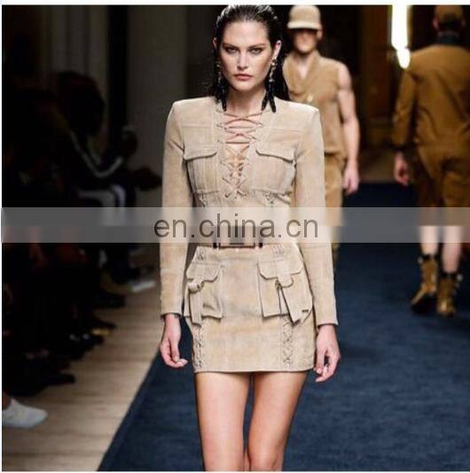 2016 hot sell fashion Sexy dress coat for light mature with cord bandage dress