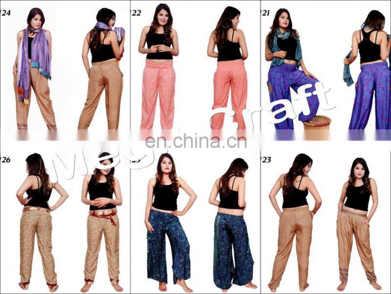 Beach Wear Women Baggy Casual trouser pants- Floral Wide Leg Palazzo Style Thai Pants, Designer silk Rayon Pants,