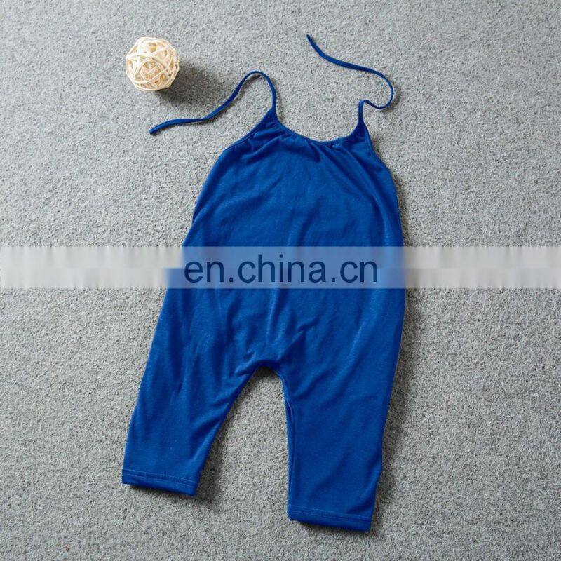 Baby Summer Backless Solid Rompers Kids Toddler Girls Sleeveless Jumpsuits Playsuit Harem Trouser for 0-7T