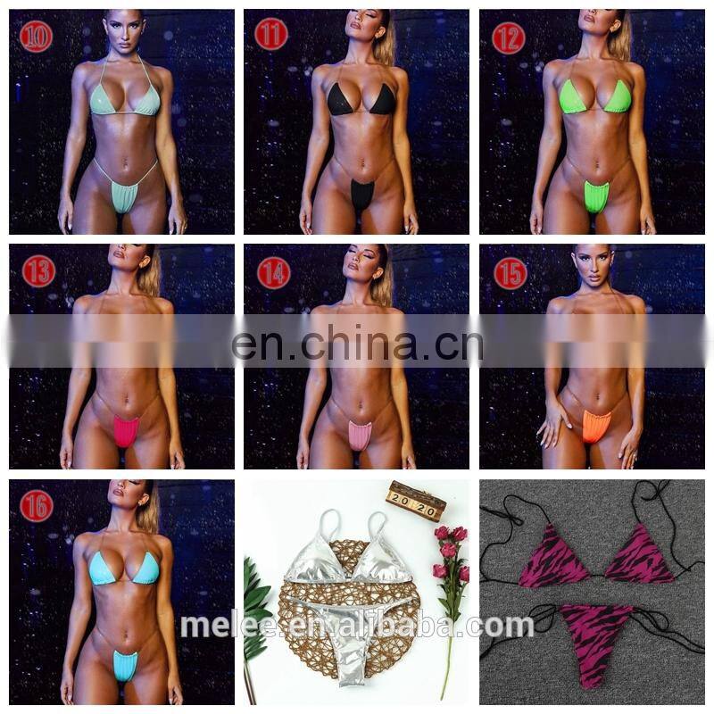 RTS custom made private label swimwear hot sex girl bikini zebra leopard silver women bikinis
