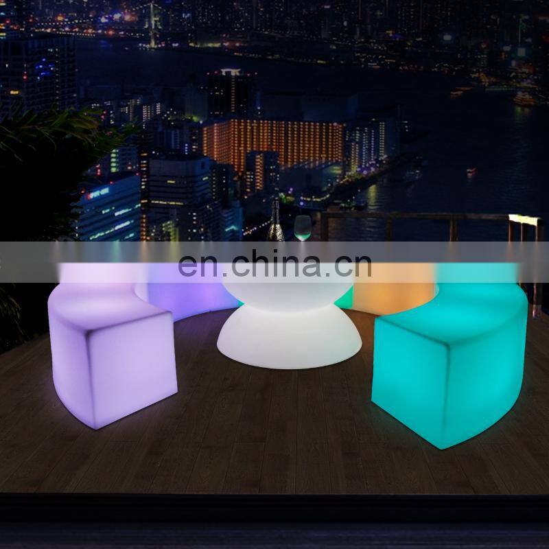 PE plastic led bar cube chairs,illuminated cube stool,plastic led cube seating