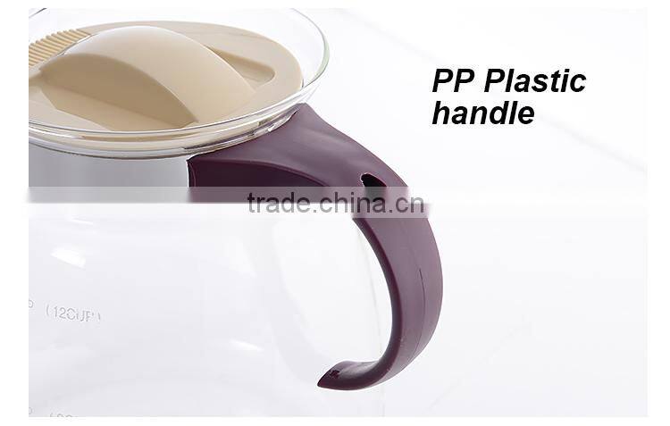 Glass carafe manufacturer, fire resistant water pot, 1.8 liter large coffee & tea pot