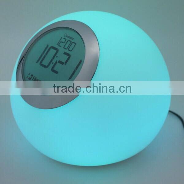 Color changing LED Night Light with clock display stand and alarm clock function
