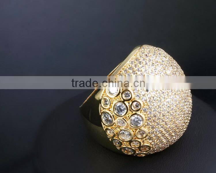 Crystal Luxury Wedding Jewelry Must Buy Design Pave Setting Zircon Chunky Ring