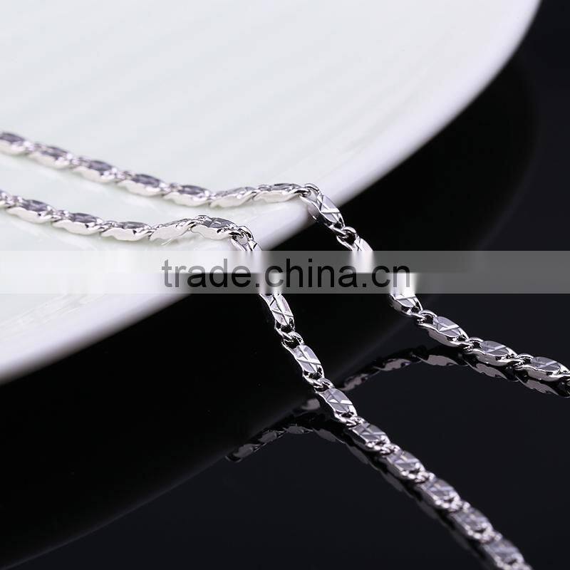 2015 funky chains rhodium plated brass diamond cut chain necklace jewellery