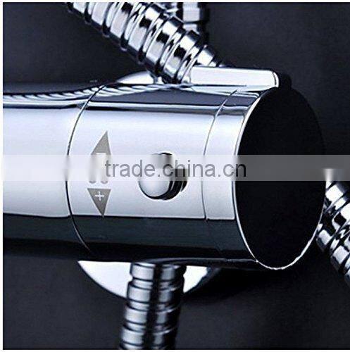 Rozinsanitary Round Style Thermostatic 8" Rain Shower Faucet Set Shower Column W/ Hand Shower