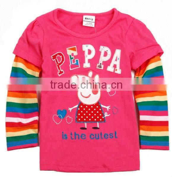 Latest Pink Cartoon Flower Pattern Kids Long Sleeves Clothing