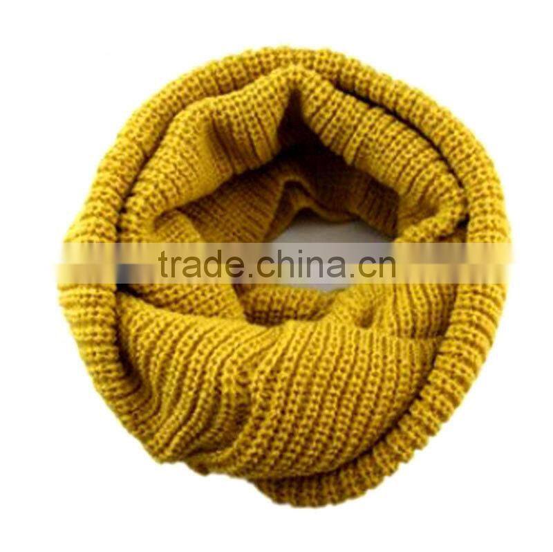Hot Selling Fashion Women Plain Circle Loop Wool Knitted Scarf