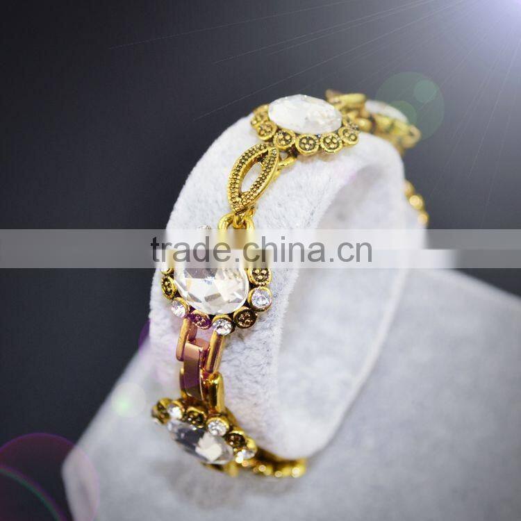 2016 New Design Metal Regula Beads Vintage Bracelets & Bangles Fashion Temperament Blue Crystal Bracelets