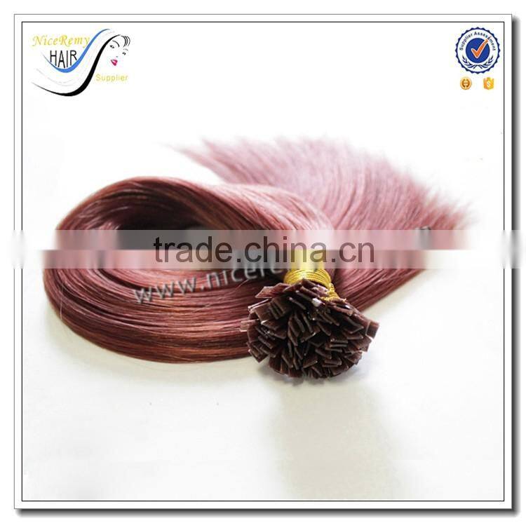 Wholesale high quality color 99j pre bonded flat tip hair extensions 100% brazilian virgin human hair
