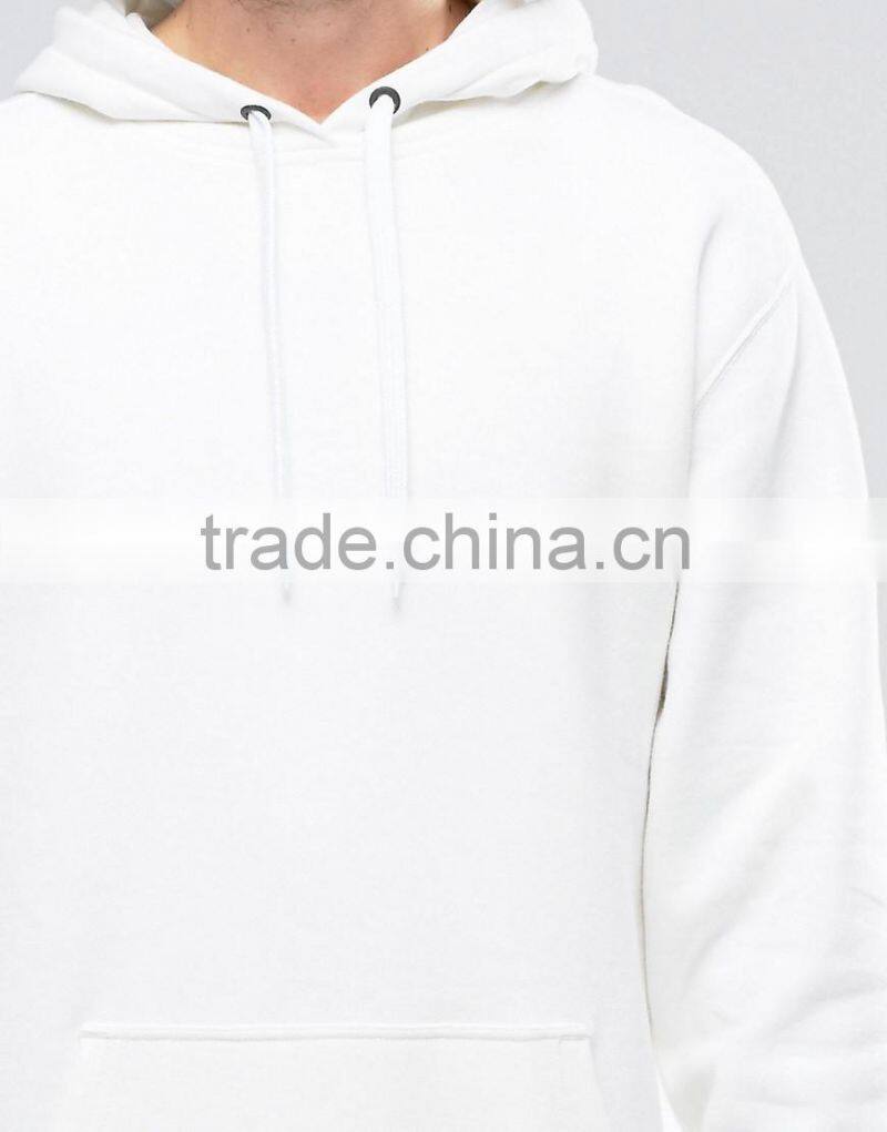 Customize logo pocket white 100% cotton blank hoodies