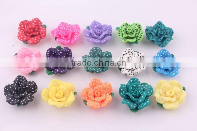 AAA Quality lime green clay flower beads in bulk!wholesale loose chunky polymer clay flower shaped beads for jewelry!