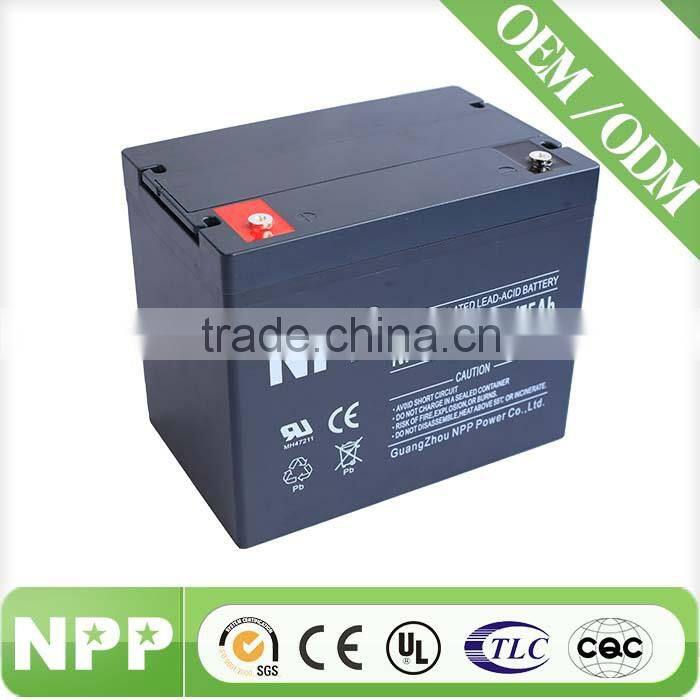 high quality 12v 75ah battery for solar power syster and energy storage