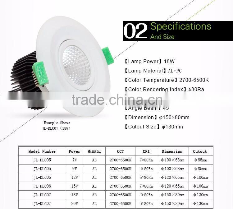 11W 13W Recessed LED Dimmable Light/LED Dimmable COB Downlight