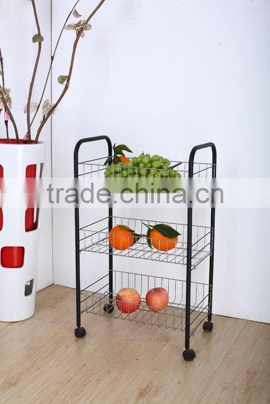3 Tier mobile metal kitchen storage rack