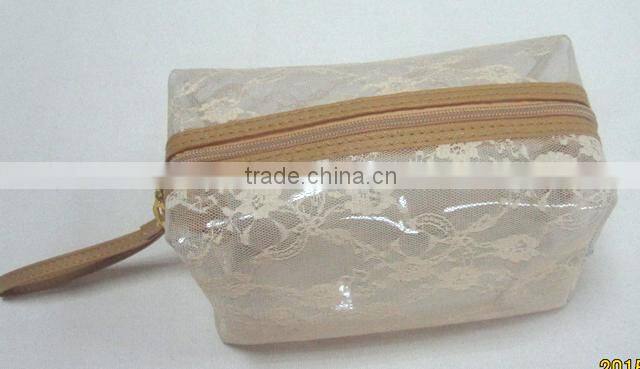 Popular Beauty Transparent with mesh cosmetic bag