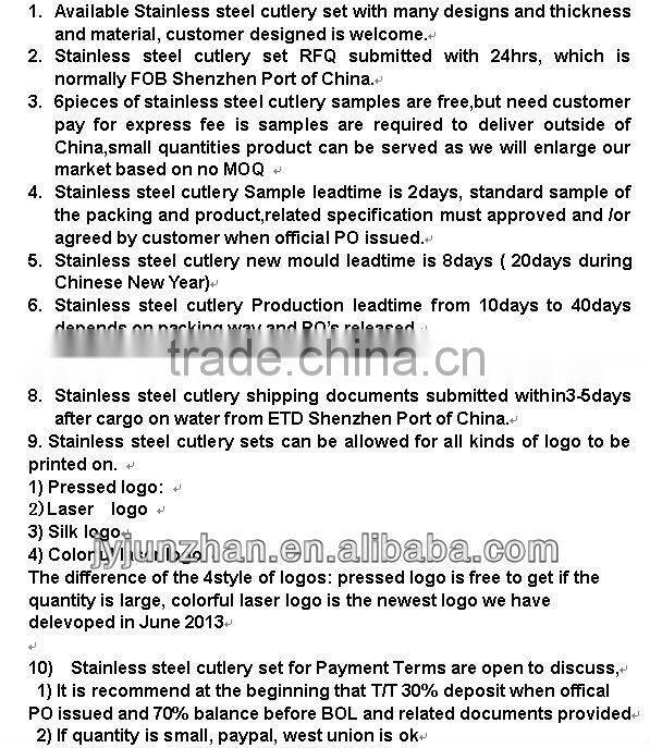 table knife of stainless steel material and high mirror polishing